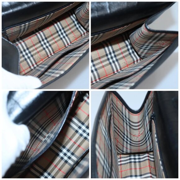 Burberrys Hand Bag Leather Black Silver Auth BA3309 - Picture 15 of 16